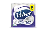 Velvet Classic Quilted 9 Roll Toilet Paper