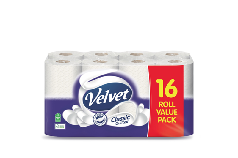 Velvet Classic Quilted 16 Roll Value Pack Toilet Paper