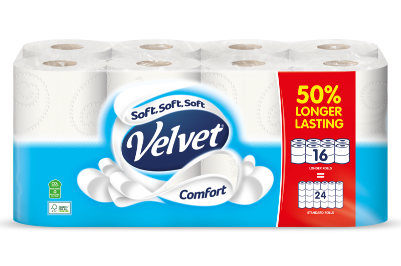  Velvet 50%  Longer Rolls Comfort 16 Rolls = 24 Rolls