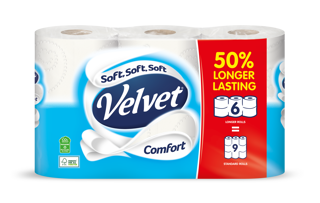  Velvet 50%  Longer Rolls Comfort 6 Rolls = 9 Rolls