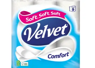 Velvet Comfort 9 Roll Toilet Paper