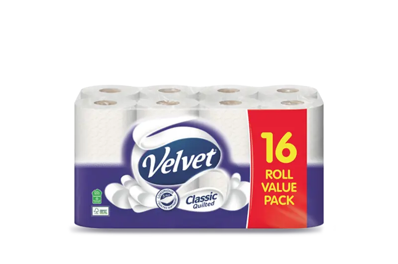 Velvet Classic Quilted 16 Roll Value Pack Toilet Paper