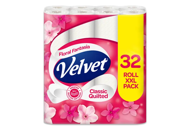 Slider main image for Velvet Classic Quilted Floral Fantasia Toilet Roll 1